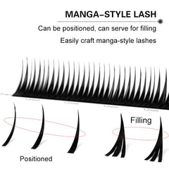 Winky Beauty 07 C/D Wet Eyelash Extension | Manga Wispy Spikes Lashes for Cosplay close-up view