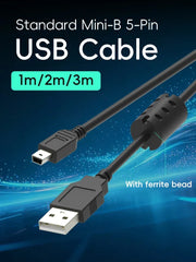 Data Frog USB A to Mini-B 5Pin Cable 1m/2m/3m For PSP1000/2000/3000 NDSi PS3 Controll alternate view
