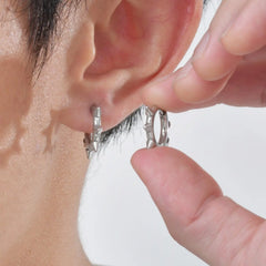Stainless Steel Rivet Hoop Earrings for Men | Waterproof and Hypoallergenic Circle Earri detail view