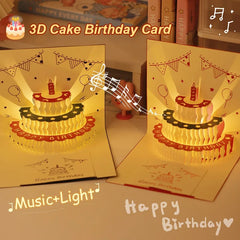 3D Music Light Birthday Card | Pop Up Cake Musical Greeting with Envelope