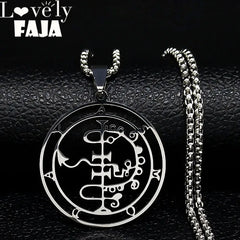 Sigeal Sigil De Lucifer Stainless Steel Satan Necklace | Asmoday Key Baphomet Pendant Jewelry