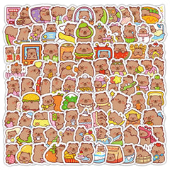 102Pcs Capibara Foldable Sticker Set | Cute Rodent Decor for Journal, Laptop and Gift Wrapping