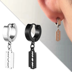 Black Cross Earrings for Men Women | Stainless Steel Punk Studs close-up view