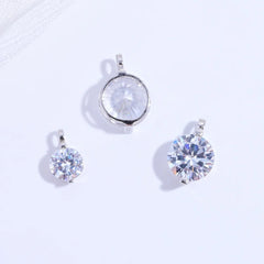 S925 Sterling Silver Inlaid Two-Claw Single Zircon Charm DIY Handmade Bracelet And Neckl detail view