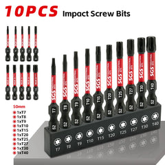 10-Piece Magnetic Star-Shaped Bit Set | Professional S2 Alloy Steel Torx Screwdriver Bits for Impact