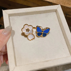 Blue Dripping Oil Butterfly Bracelet for Women Fritillary Flower Leaf