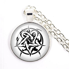 Hip Hop Rock Music Band Him Heartagram Glass Cabochon Pendant Star Heart Patten Necklace Chain Charm Necklace Jewelry Gift