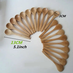 10 Piece Wooden Honey Spoon Set | Eco Friendly Bamboo Kitchen Condiment Scoop close-up view
