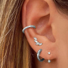 4Pcs Crystal Huggie Hoop Earring Set For Women Fashion Cartilage Piercing Earrings He alternate view