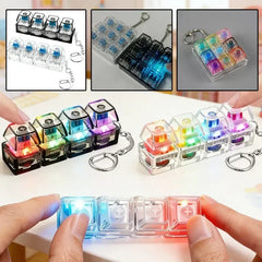 Portable LED Keyboard Keychain Click Button Stress Reliever Desk Accessory