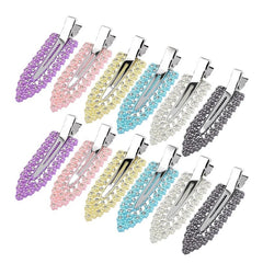 12Pcs Elegant Shiny With Pearls , Imitation Diamonds, Plastic Rhinestone Leaf Hair Cl alternate view
