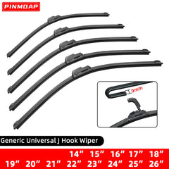 1PC Car Windshield Wiper Blades Hook Universal Soft Rubber Frameless Bracketless Car Wipers 14" 16"