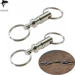 Detachable Key Ring with Snap Lock | Steel Chrome Keychain Holder