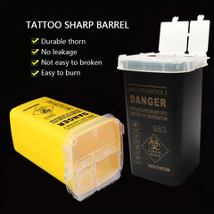 1L Tattoo Sharps Container Plastic Puncture-Proof Needle Disposal Box close-up view