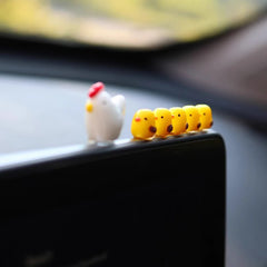 Mini Chickens Car Rearview Mirror Decor close-up view