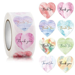 Heart Thank You Stickers | Floral Decorative Sealing Stickers for Wedding Gift Packaging and Small B