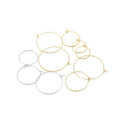 20pcs Stainless Steel Big Circle Hoop Earrings Wires | 18K Gold Plated or Steel Color alternate view