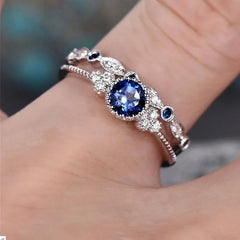 925 Sterling Silver Ring Set with Emerald Zircon Crystals for Women Engagement Wedding G detail view