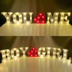 Creative Luminous Letter Night Light | Battery-Powered LED Decor for Parties close-up view