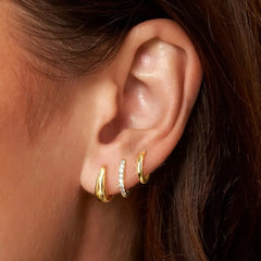 3 Pairs Stainless Steel Crystal Zirconia Hoop Earrings for Women Trendy Simple Gold P alternate view