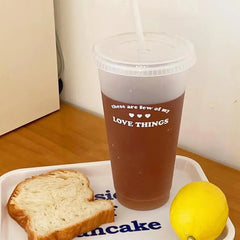1pc-480ml/700ml Cute Water Bottle Summer Coffee Cup Plastic Straw Cup Large Capacity H close-up view