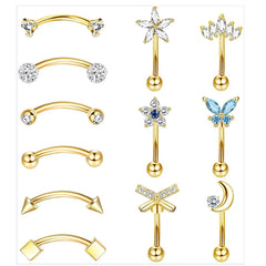 1/11Pcs 16G Eyebrow Rings for Women, Curved Barbell Belly Lip Rings Cartilage Daith E alternate view