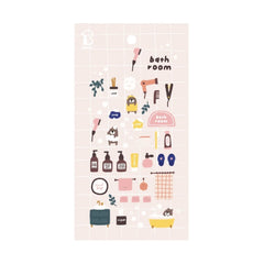 Korean Bonito Bear Bath Room Paper Stickers | Cute Stationery for DIY Scrapbooking close-up view