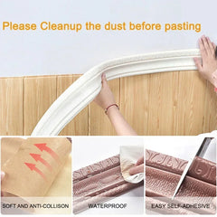3D DIY Foam Skirting Border Tile Sticker | Waterproof Self-Adhesive Wall Edge Trim close-up view