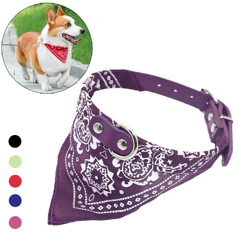 PU Cat Dog Collar with Scarf for Small Medium Dogs Chihuahua Corgi Puppy Adjustable Collars Pet Supp