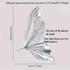 40pcs Transparent Crystal Butterfly Wrapping Paper | Floral Bouquet Packaging Material detail view