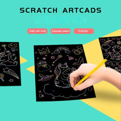 Magic Rainbow Color Scratch Art Painting Paper Card Kit Cartoon Drawing Board Coloring B detail view