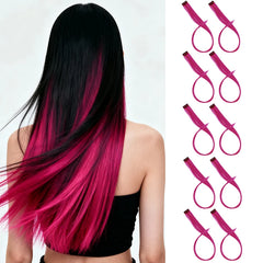 10pcs 22Inch Synthetic Long Straight Hair Extensions Clip in Colored Party Highlights Hairpieces for