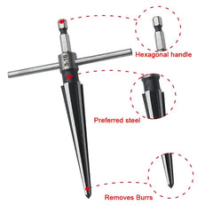 Woodwork Taper Reamer 3-13/5-16mm Wooden Board Electric Drill Hole Expanding Chamfer a close-up view