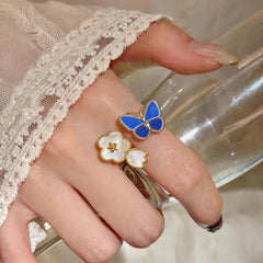 Blue Dripping Oil Butterfly Bracelet for Women Fritillary Flower Leaf