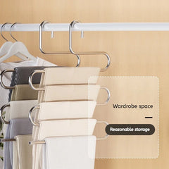 5-Layer Stainless Steel Pant Rack | Multifunctional Non-Slip Clothes Hanger alternate view