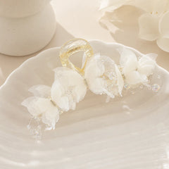Sheer Butterfly Hair Claw Clip Women Korean Style Pearl Rhinestone Fairycore Hair Grab close-up view