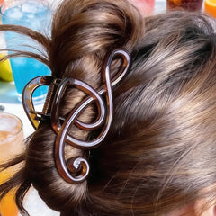 Musical Note Hair Clip Retro Resin Tea Color close-up view