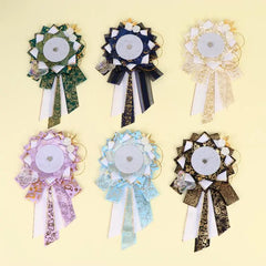 Big Bow Anime Badge Display Rosette With Gold Accents And Butterfly Decor Perfect For alternate view