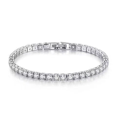 S925 Sterling Silver Tennis Bracelet with Zirconia | 4mm Fashion Wedding Jewelry
