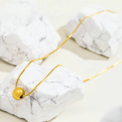Minimalist Round Bead Necklace | Stainless Steel Handmade Chain for Women close-up view