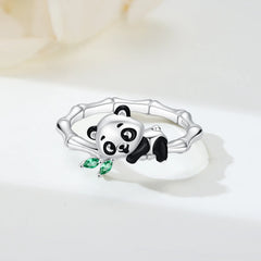 Hot Sale 2025 Original 925 Sterling SilverPanda Animal Closed Rings For Women Fashion alternate view