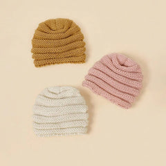 Baby Crochet Turban Hat with Flower Decor | Winter Warm Knit Headwrap for Infant Girl alternate view