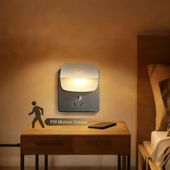 EU Plug Night Light with PIR Sensor | Automatic On/Off LED for Bedroom and Hallway