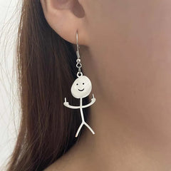 Funny Doodle Drop Earrings For Women Punk Hip Hop Metal Hand Gesture