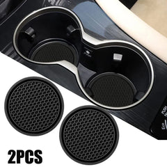 Silicone Cup Holder Insert Coaster Black 2 Pack