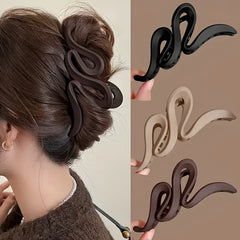 1 Set of 3 Large Matte Wave Hair Clips for Women - Retro Y2K Style Solid Color Shark Clips, Easy to Secure & Style Hair