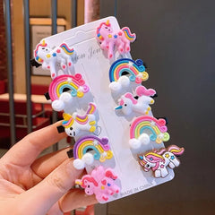 10PCS/Set New Girls Cute Cartoon Unicorn Hair Clips Kids Lovely Hairpins Ice Cream Headband Barrette
