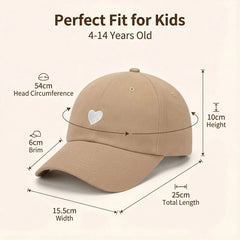 Sweet Heart Kids Girl Hat | Embroidery Cotton Ponytail Baseball Cap for Spring Summer 4- detail view
