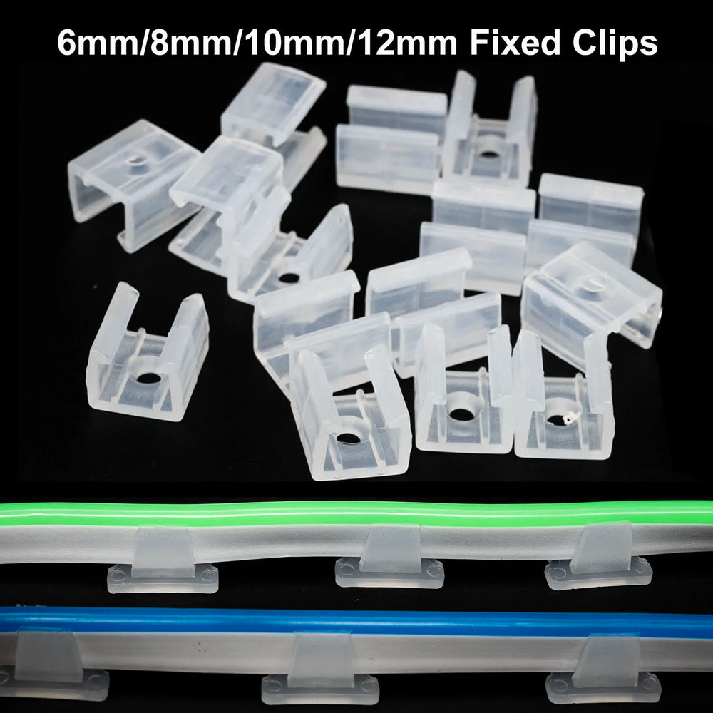 LED Strip Fixing Clips 6mm 8mm 10mm 12mm for 2835 Neon 220V