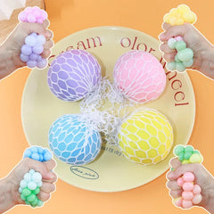 6CM Hand Squeezed Tri Color Flour Grape Tennis Ball Decompression Toy TPR Sticky Slow Rebound Adult